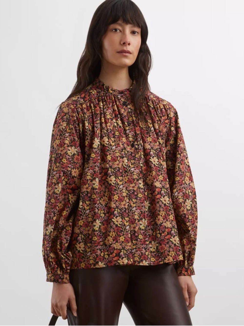 Liberty of London Dreams of Summer Tana Lawn Boho Shirt Cotton Brown Size M